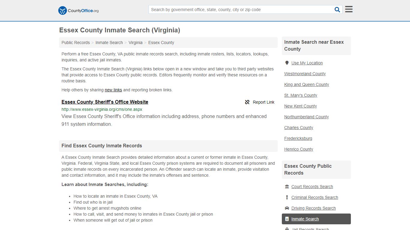 Inmate Search - Essex County, VA (Inmate Rosters & Locators)